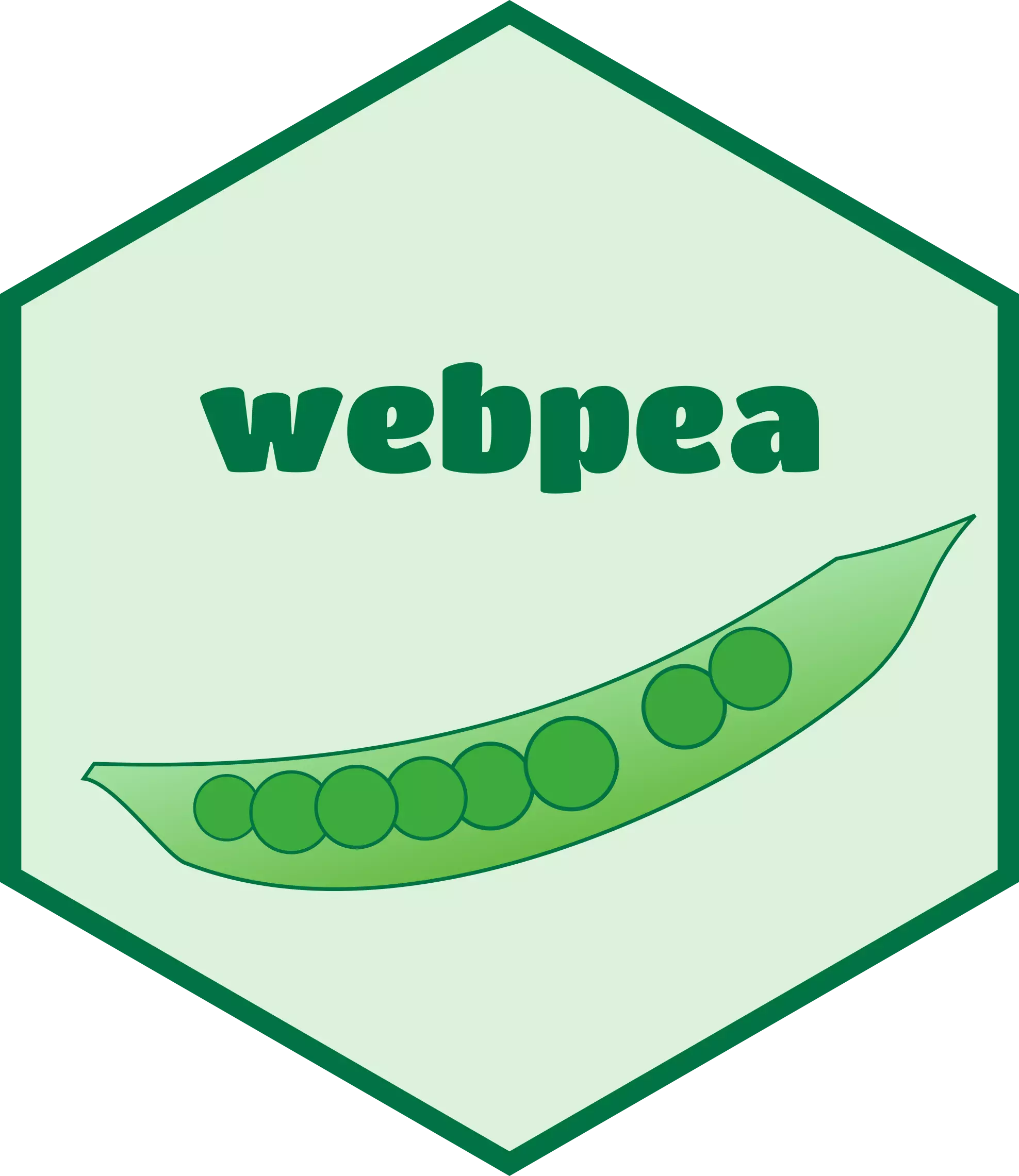 The hex sticker of the webpea package.